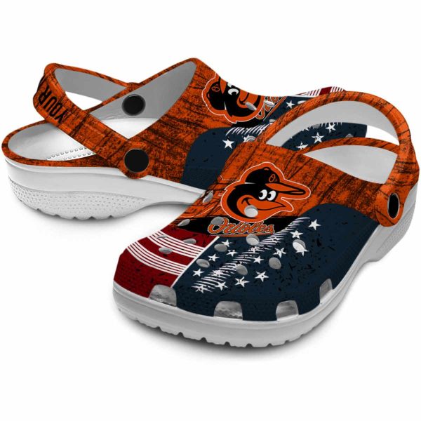 Customized Baltimore Orioles Star Spangled Side Pattern Crocs Latest Model