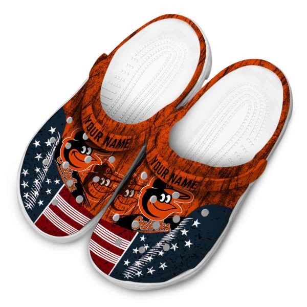 Customized Baltimore Orioles Star Spangled Side Pattern Crocs Trendy