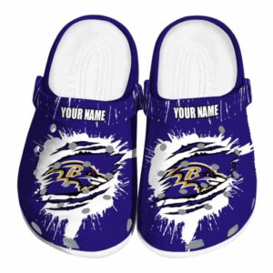 Customized Baltimore Ravens Splash Motif Background Crocs Best selling