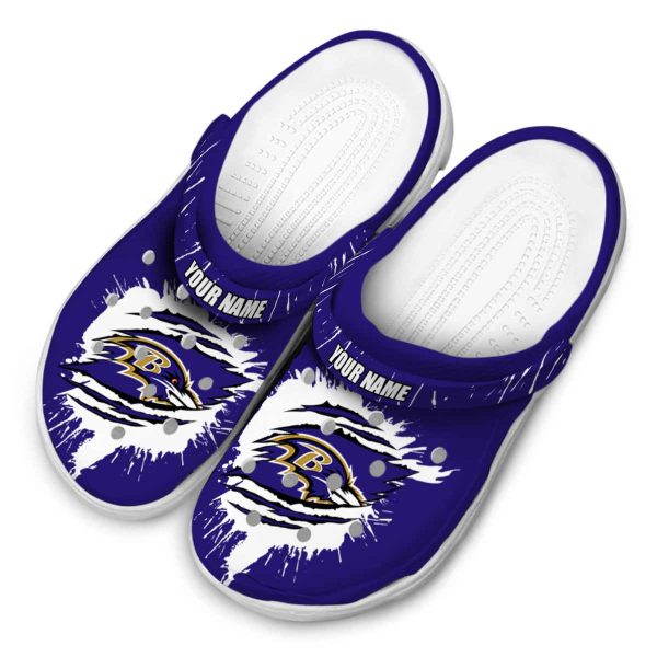 Customized Baltimore Ravens Splash Motif Background Crocs Trendy