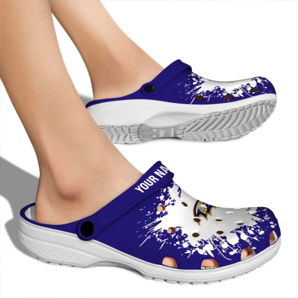 Customized Baltimore Ravens Splatter Background Crocs High quality