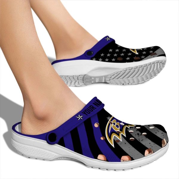 Customized Baltimore Ravens Star Spangled Graphic Crocs High quality