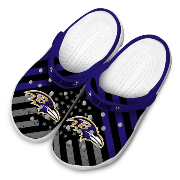 Customized Baltimore Ravens Star Spangled Graphic Crocs Trendy