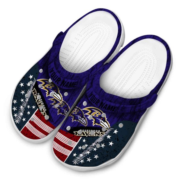 Customized Baltimore Ravens Star Spangled Side Pattern Crocs Trendy