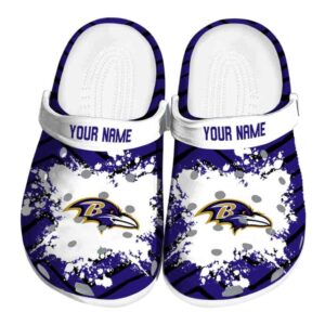 Customized Baltimore Ravens Zigzag Paint Burst Crocs Best selling