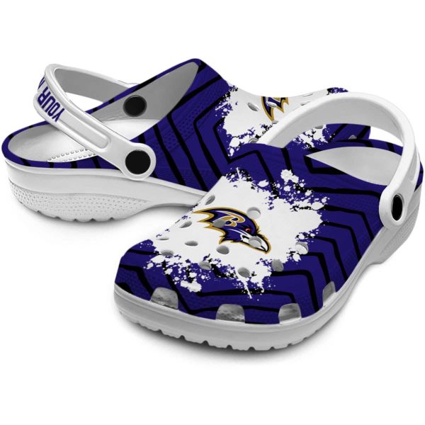 Customized Baltimore Ravens Zigzag Paint Burst Crocs Latest Model