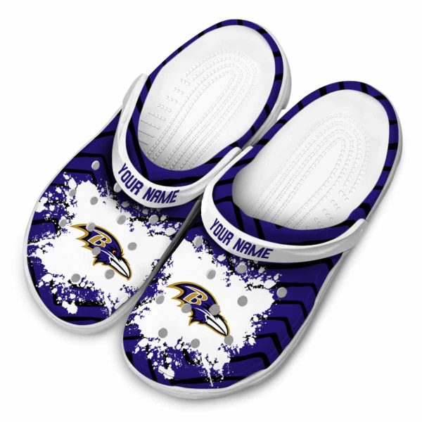 Customized Baltimore Ravens Zigzag Paint Burst Crocs Trendy