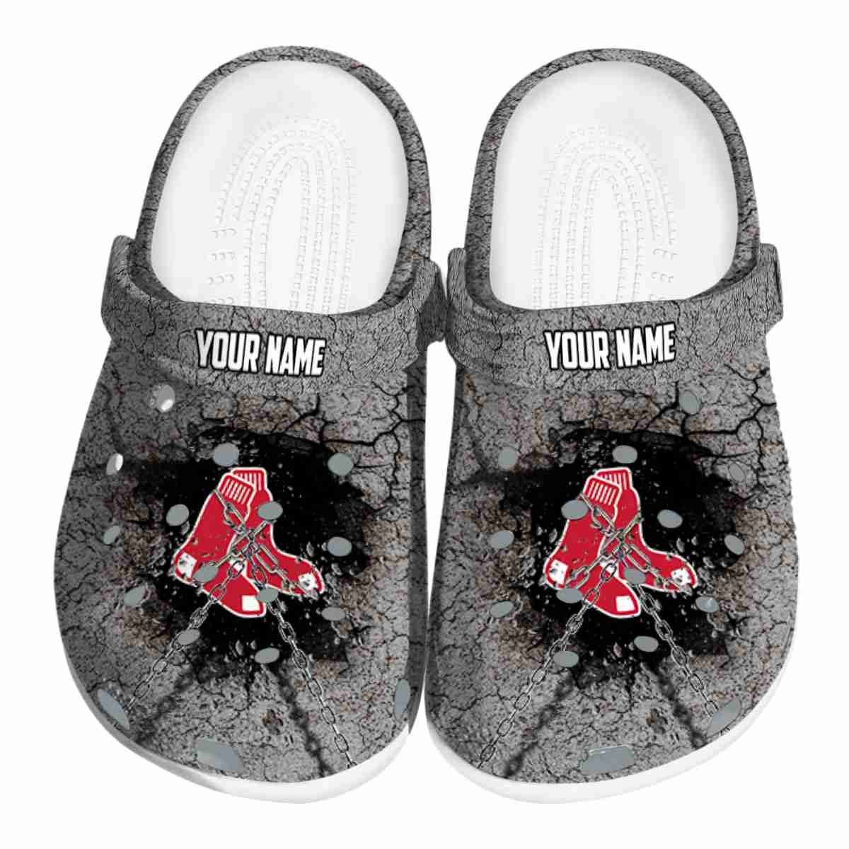 Customized Boston Red Sox Cracked Ground Texture Crocs Best selling