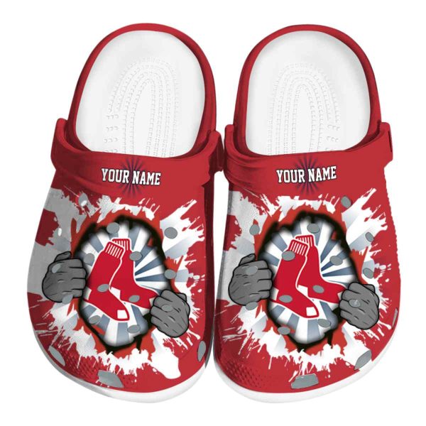 Customized Boston Red Sox Gripping Hand Crocs Best selling