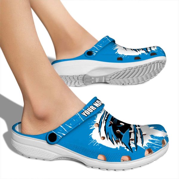 Customized Carolina Panthers Splash Motif Background Crocs High quality