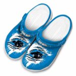 Customized Carolina Panthers Splash Motif Background Crocs Best selling