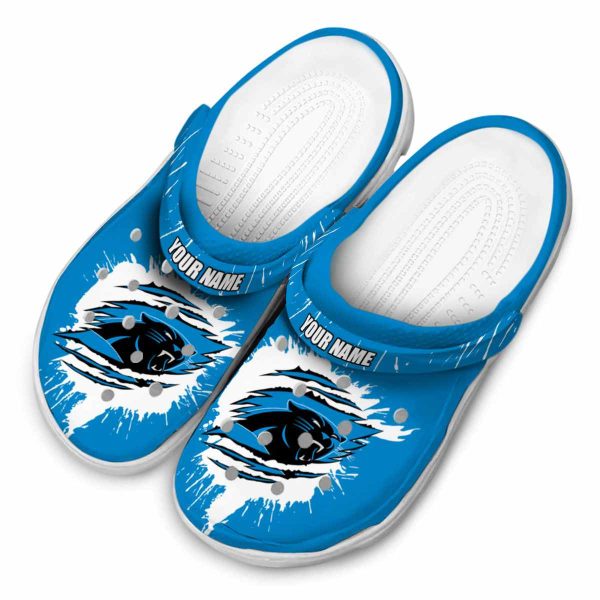Customized Carolina Panthers Splash Motif Background Crocs Trendy