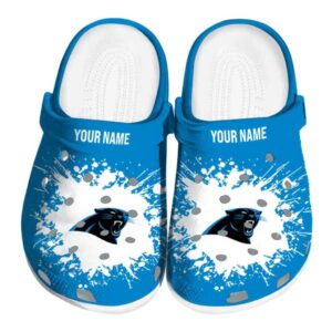 Customized Carolina Panthers Splatter Background Crocs Best selling