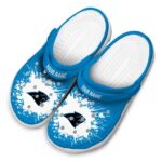 Customized Carolina Panthers Splatter Background Crocs Best selling