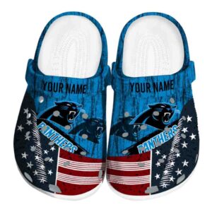 Customized Carolina Panthers Star Spangled Side Pattern Crocs Best selling