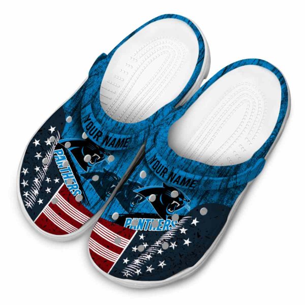Customized Carolina Panthers Star Spangled Side Pattern Crocs Trendy