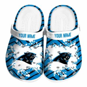 Customized Carolina Panthers Zigzag Paint Burst Crocs Best selling