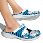 Customized Carolina Panthers Zigzag Paint Burst Crocs Best selling