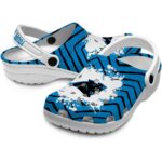 Customized Carolina Panthers Zigzag Paint Burst Crocs Best selling
