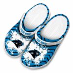Customized Carolina Panthers Zigzag Paint Burst Crocs Best selling