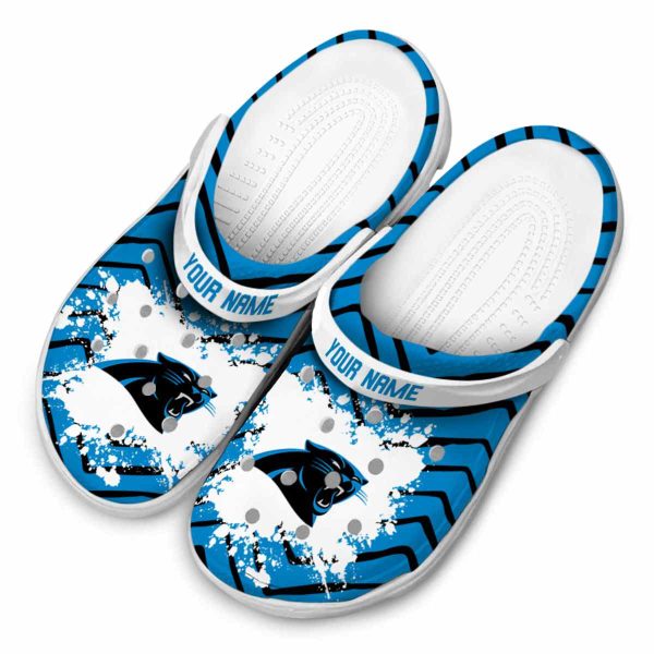 Customized Carolina Panthers Zigzag Paint Burst Crocs Trendy