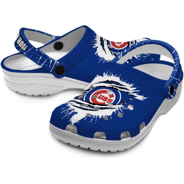 Customized Chicago Cubs Splash Motif Background Crocs Latest Model