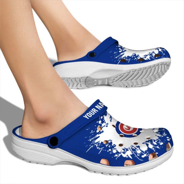 Customized Chicago Cubs Splatter Background Crocs High quality