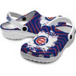 Customized Chicago Cubs Zigzag Paint Burst Crocs Best selling