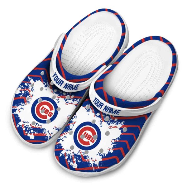 Customized Chicago Cubs Zigzag Paint Burst Crocs Trendy