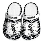Customized Chicago White Sox Zigzag Paint Burst Crocs Best selling