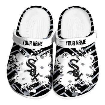Customized Chicago White Sox Zigzag Paint Burst Crocs Best selling