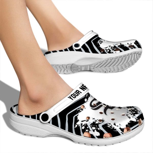 Customized Chicago White Sox Zigzag Paint Burst Crocs High quality