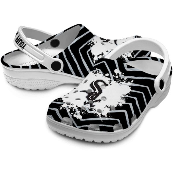 Customized Chicago White Sox Zigzag Paint Burst Crocs Latest Model