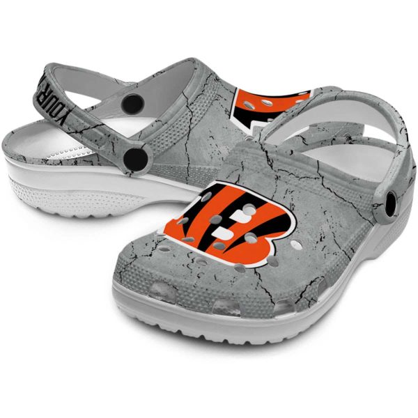 Customized Cincinnati Bengals Cracked Texture Crocs Latest Model