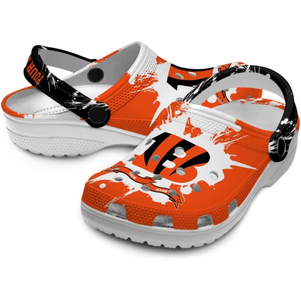 Customized Cincinnati Bengals Splatter Pattern Crocs Latest Model