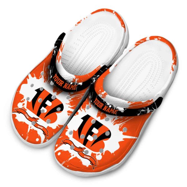 Customized Cincinnati Bengals Splatter Pattern Crocs Trendy