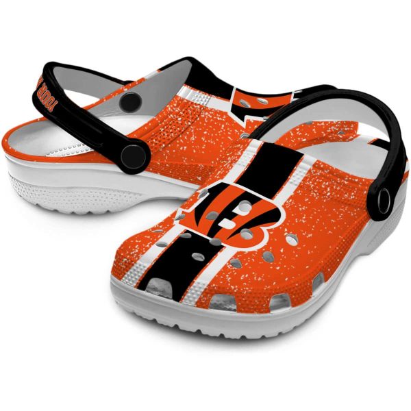 Customized Cincinnati Bengals Vertical Stripes Crocs Latest Model