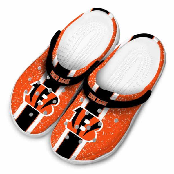 Customized Cincinnati Bengals Vertical Stripes Crocs Trendy