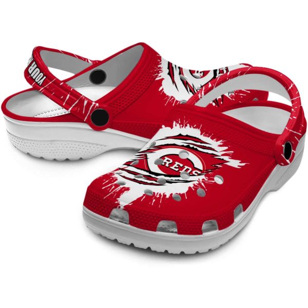 Customized Cincinnati Reds Splash Motif Background Crocs Latest Model