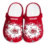 Customized Cincinnati Reds Splatter Background Crocs Best selling