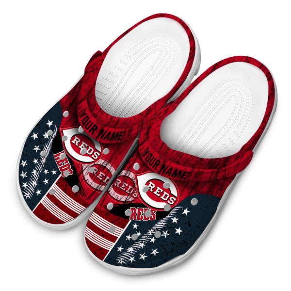 Customized Cincinnati Reds Star Spangled Side Pattern Crocs Trendy