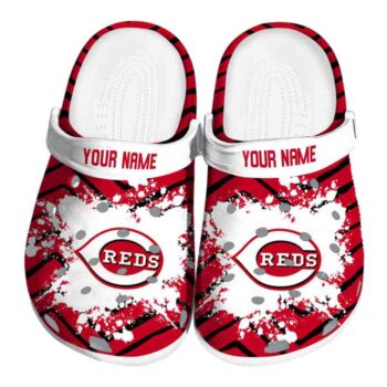Customized Cincinnati Reds Zigzag Paint Burst Crocs Best selling