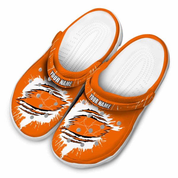 Customized Clemson Tigers Splash Motif Background Crocs Trendy