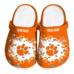 Customized Clemson Tigers Splatter Background Crocs Best selling