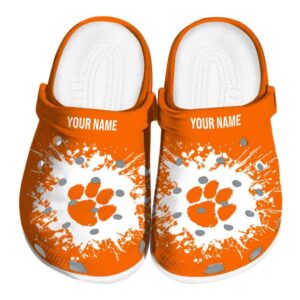 Customized Clemson Tigers Splatter Background Crocs Best selling