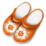 Customized Clemson Tigers Splatter Background Crocs Best selling