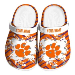 Customized Clemson Tigers Zigzag Paint Burst Crocs Best selling