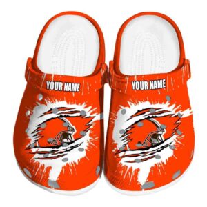 Customized Cleveland Browns Splash Motif Background Crocs Best selling