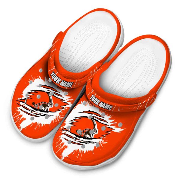 Customized Cleveland Browns Splash Motif Background Crocs Trendy