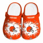 Customized Cleveland Browns Splatter Background Crocs Best selling